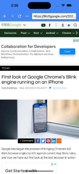 新iOS版谷歌chrome浏览器将采用Blink引擎7